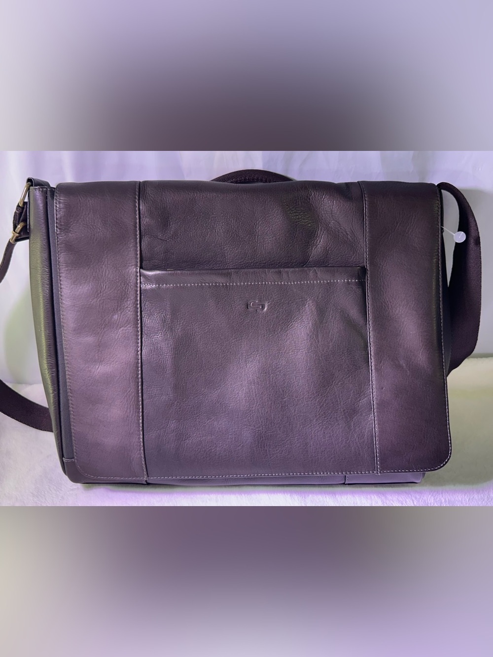 Men's Leather Messenger Bag - Black